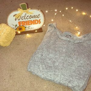 Grey sweater with tie in front